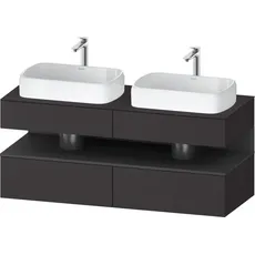 Duravit Qatego Konsolenwaschtischunterbau, 2 Auszüge, 2 Schubkästen, 2 Ausschnitte, 1400x550x600mm, Nische Graphit Matt, QA4767049, Farbe: graphit supermatt