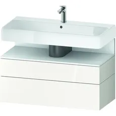 Duravit Qatego Waschtischunterbau, 1 Auszug und 1 Schublade, 990x470x590mm, Nische Weiß Matt, QA4395018, Farbe: Weiß Hochglanz/mit Nischenbeleuchtung