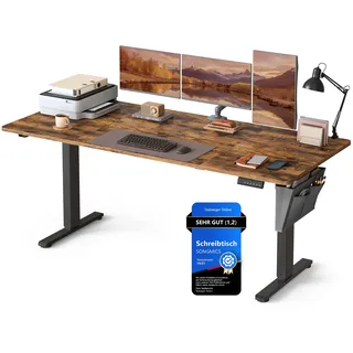 Songmics Höhenverstellbarer Schreibtisch elektrisch 180 x 80 cm vintagebraun