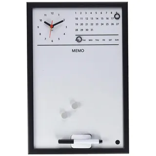Bi-Office CG0177216 Magnettafel mit integrierter Uhr und fortlaufendem Kalender, MDF Rahmen, lackierter Stahl, 30 x 45 cm, schwarz