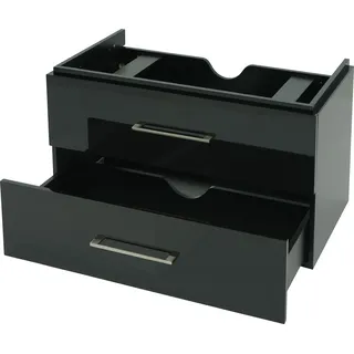 Premium Waschbeckenunterschrank HWC-D16, Waschtischunterschrank Waschtisch Badmöbel, hochglanz 90cm schwarz - Schwarz