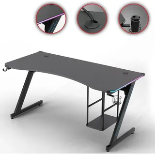 MY SIT Gaming Tisch Gizmo mit LED Beleuchtung - Schwarz