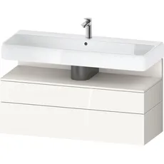 Duravit Qatego Waschtischunterbau, 1 Auszug und 1 Schublade, 1190x470x590mm, Nische Weiß Supermatt, QA4396084, Farbe: Weiß Hochglanz/mit Nischenbeleuchtung