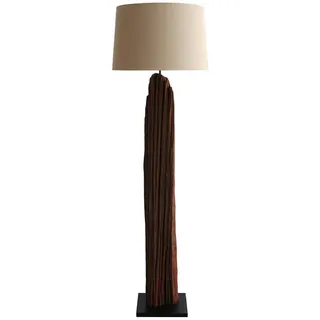P & B Stehleuchte , Naturfarben, Schwarz , Textil , Treibholz , massiv , rund , 30x175x30 cm , Fußschalter , Lampen & Leuchten, Innenbeleuchtung, Stehlampen, Stehlampen