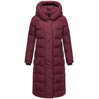 Navahoo Damen, Langer Wintermantel mit innenliegenden Rucksackträgern und Magnet-Knöpfen Engelsfeder XIV Wine Gr. XS - XS