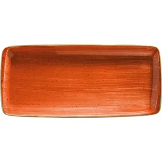 Bonna 6x Aura Terracotta Moove Platte rechteckig 34x16cm 2,5cm hoch Orange Creme Porzellan ATCMOV35DT Servierplatten Speiseteller Essteller Geschirr