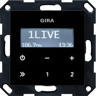 Gira 228405 UP-Radio RDS o.Lautsprecher System 55 Schwarzglasoptik