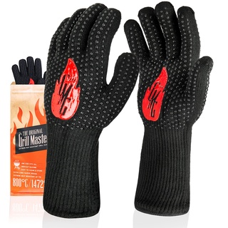 grill master gloves Grill Master Grillhandschuhe Hitzebeständig bis 800°C, Wasserfeste & Feuerfeste Handschuhe zum Kochen, Grillen, Backen, Feuerstelle, Waschbare & Wiederverwendbare Ofenhandschuhe, Ideales Grill zubehör