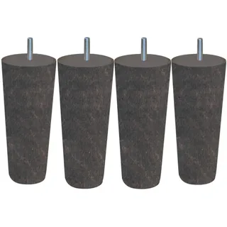 Margot Cottage 3700527849249 Bettbeine, konisch, Holz, Eiche, grau, Höhe 17 cm, 4 Stück