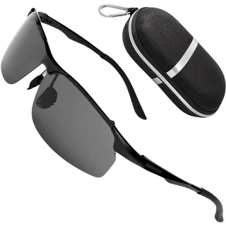 Polarisierende Sonnenbrille - EdiPremium - Schützen Sie Ihre Augen mit Stil - UV 400 Kat.3 Filter - Trendiges Design - Harte Etui - Schwarz