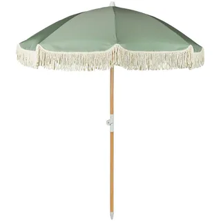 Butlers Strandschirm Boho Lounge , Grün , Holz, Textil , 160x160 cm , Sonnenschutz, Sonnenschirme