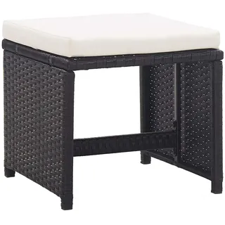 vidaXL Gartenhocker 2 Stk. mit Sitzkissen Poly Rattan Schwarz - Schwarz