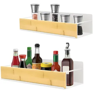 Beowanzk 2 Pack Magnetisches Gewürzregal für Kühlschrank, Magnetisches Gewürzregal, Magnetisches Regal für Küche Aufbewahrung und Organisation (Weiß)