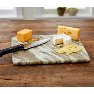 KLEO Marmor-Schneidebrett, Schneidebrett, Käsebrett, Käseplatte, zum Servieren von Wein, Käse und Salami (Beige)