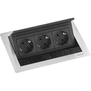 EVOline Flip Top Push S 3xSchuko Edelstahl