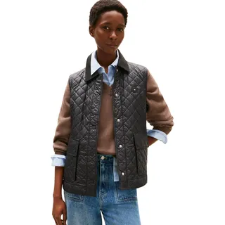 Tommy Hilfiger Damen Weste Padded Nylon Slim Quilted Gesteppt, Schwarz (Black), S