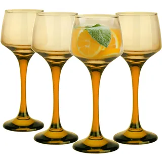 Glasmark Krosno Schnapsgläser 4er Set 75 ML Gläser Set Für Schnaps Vodka Glas Shots Likör Schnapsglas Shotgläser Likörgläser Geschenkset Wodka Honigfarbe 4 x 75 ML