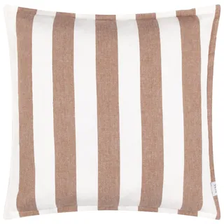 furn. Yard Hayle Polyester Gefülltes Kissen – Wendbarer Wasserabweisender Gestreifter Weicher Baumwoll Dekorationskissen Für Den Außenbereich (Pekannuss – 50x50cm)