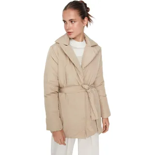 TRENDYOL Damen Trendyol Damen Oversize Puffer Plain Webstoff Winterjacke Coat, Beige, XS EU