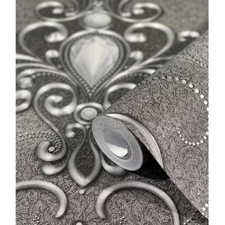 Glööckler Vliestapete Imperial Florale Ornamente Schwarz