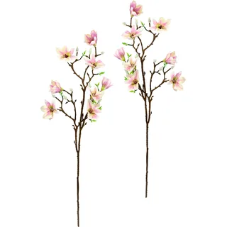 Flair Flower Künstlicher Magnolienzweig Kunstblume Magnolie Bündel Kunstpflanze Zweig Frühlingsdeko Dekozweig AST Einzelblume Knospen Blüten Hochzeit Bouquet Decor Seidenblumen Kunstzweig