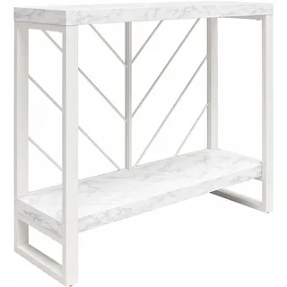 Dorel Home Brielle Konsolentisch Weißer Marmor-Look, 90 x 30 x 77 cm, Flurtisch mit Ablage aus MDF und Metall, moderner Konsolentisch für Eingangsbereich, Wohnzimmer und Schlafzimmer