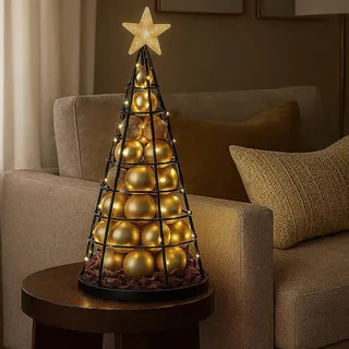 Deko-Baum HWC-O91, Weihnachtsbaum Schmuckbaum Weihnachtsdeko Christbaum zum Beschmücken, Metall 60cm schwarz - Schwarz