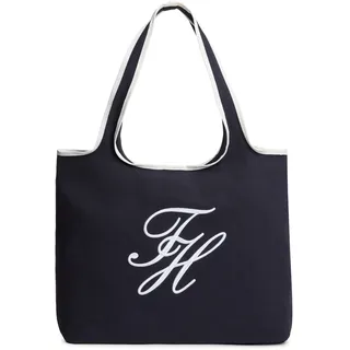 Tommy Hilfiger Tragetasche "TH SUMMER TOTE CANVAS" Damen Schultertasche, Tragetasche, Shopper mit angehängter Innentasche, dunkelblau