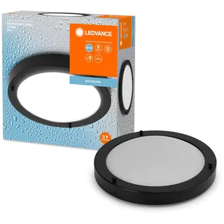 LEDVANCE BATHROOM CLASSIC ROUND Badezimmer-Deckenleuchte 310mm, schwarz, E27-Sockel, kann mit smarter Lampe bestückt werden, hochwertige Verarbeitung, Zylinderform, IP44 Schutzklasse