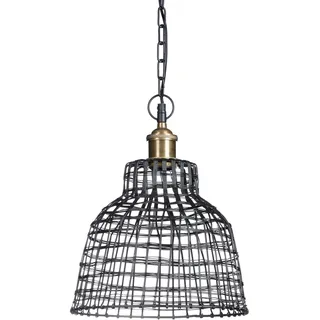Relaxdays Pendelleuchte Gitter aus feinem Metall als Lampe in Form eines Käfigs H x D: ca. 132 x 28 cm Hängelampe aus Schmiedeeisen in Gitterform als moderne Design Deckenleuchte, schwarz