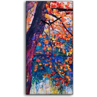 Dekor Leinwand Uhr Wandbilder 30x60 Foto Bild Malerei Baum bunte Wasser - schwarze Hände - Orange