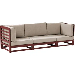 Beliani Gartensofa 3-Sitzer Loungesofa mahagonibraun/taupe