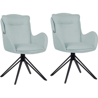 BELIANI Esszimmerstuhl 2er Set Hellblau Stoffbezug Drehbar mit Schwarzen Metallbeinen Armlehnen Modern Drehstuhl Polsterstuhl Wohnzimmer Küche - Blau, Schwarz