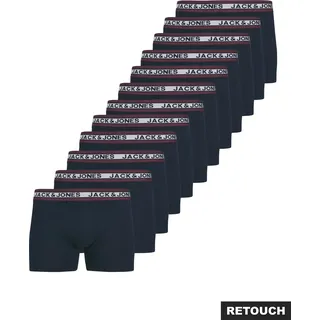 Trunk JACK & JONES "JACSOLID Stretchkomfort, elastisch, bequem mit sportlichem Look", Herren, Gr. XXL, 12 Stk., blau (navy blazer pack:x12 navy), Jersey, Obermaterial: 95% Baumwolle, 5% Elasthan, unifarben, Unterhosen Trunk, bedruckt, modisch, eng anliegend, Baumwollmischung, Bündchen