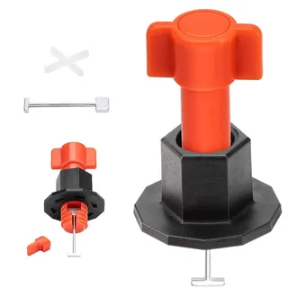 BizoeRade Fliesen Nivelliersystem Wiederverwendbar, 25 Leveler + 50 Ersatznadeln + 100 Abstandhalter + Schlüssel, Lippenlose Verlegung für Wand & Boden