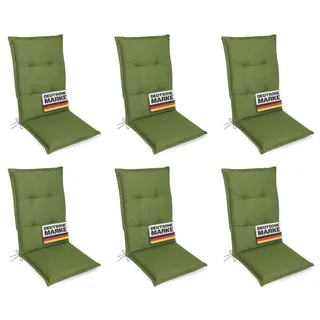 Gardissimo 6x PREMIUM Hochlehner Gartenstuhl Auflagen 120x50x8cm grün