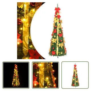 The Living Store Pop-Up-Weihnachtsbaum Künstlich 50 LEDs Grün 120 cm - Grün