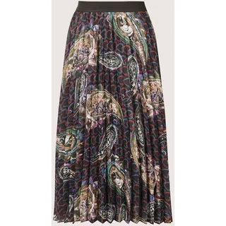 Midirock MADELEINE "Plisseerock Eleganter Midirock mit Paisley-Design", Damen, Gr. 38, schwarz (multicolor, schwarz), Obermaterial: 100% Polyester PES., Modern, normal, Röcke Midirock