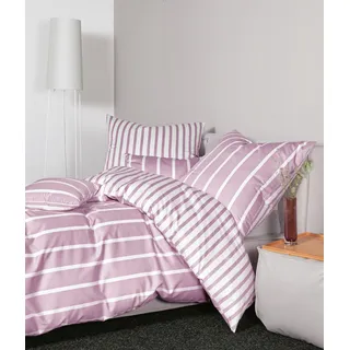 Janine Design Mako-Satin-Bettwäsche-Garnitur 39028 modernclassic Farbe kreiderosé Größe 135x200+80x80 - Rosa, Gelb