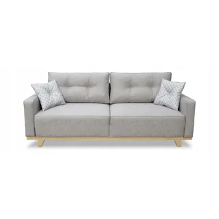 Schlafsofa Reda, Sofa mit Schlaffunktion und Bettkasten, Klappsofa, Schlafcouch 218 x 92 x 94 cm, Couch in Kunstleder, Farbe: Grau - Grau