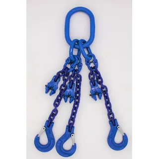 Anschlagkette Güteklasse 10 3-Strang 5,0 m 6 mm mit Verkürzung blau