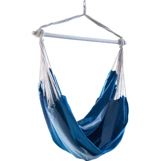 Potenza Hängesessel 160x130cm Sedana XL Hängestuhl , Hängesitz bis 150 kg Handgefertigt aus Baumwolle Hängematte Schaukelstuhl - Blau