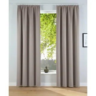OTTO home Verdunkelungsvorhang »Solana, Gardinen mit Kräuselband, Vorhänge, Wohnzimmer, modern,« Kräuselband 2 Stk. tlg. 2er-Set Verdunklungsvorhang mit Thermofunktion, Bestseller, einfarbig, beige