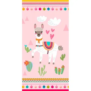 Strandtuch , Rosa, Rot , Textil , Lama , 75x150 cm , saugfähig, schnelltrocknend , Heimtextilien, Badtextilien, Strandtücher