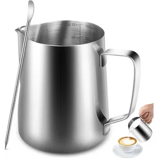 Anpro Milchkännchen 350ml Edelstahl Silber Aufschäumen Cappuccino