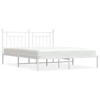 vidaXL Bettgestell mit Kopfteil Metall Weiß 180x200 cm - Weiß