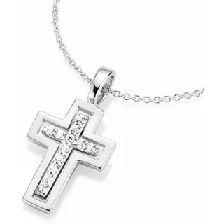 Kette mit Anhänger FIRETTI "Schmuck Geschenk Silber 925 Halsschmuck Halskette Ankerkette Kreuz", silber (silber, 925), Halsketten, Damen, Silber 925 (Sterlingsilber), L: 45, Kette mit Anhänger, mit Zirkonia (synth.)