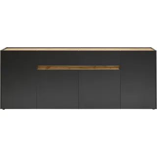 Esszimmer Sideboard CRISP-61 in anthrazit mit Absetzungen in Wotan Eiche Nb., B/H/T: ca. 220/87/40 cm - Braun