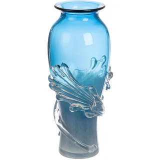 Glas Art Vase Wave - blau, durchgefärbt - Glas - Höhe 40cm - wasserdicht - Dekovase