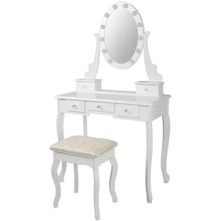 ML-Design Schminktisch Weiß 80/129/40 cm, - Holzwerkstoff , 40x120x80 cm , Schlafzimmer, Schminktische